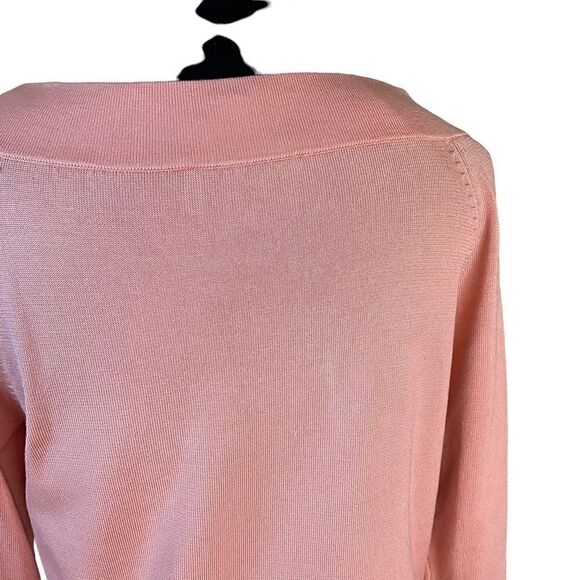 PENDLETON Woman's Knit Pullover Top Size S Silk Blend Peach Tie Collar - Picture 11 of 15